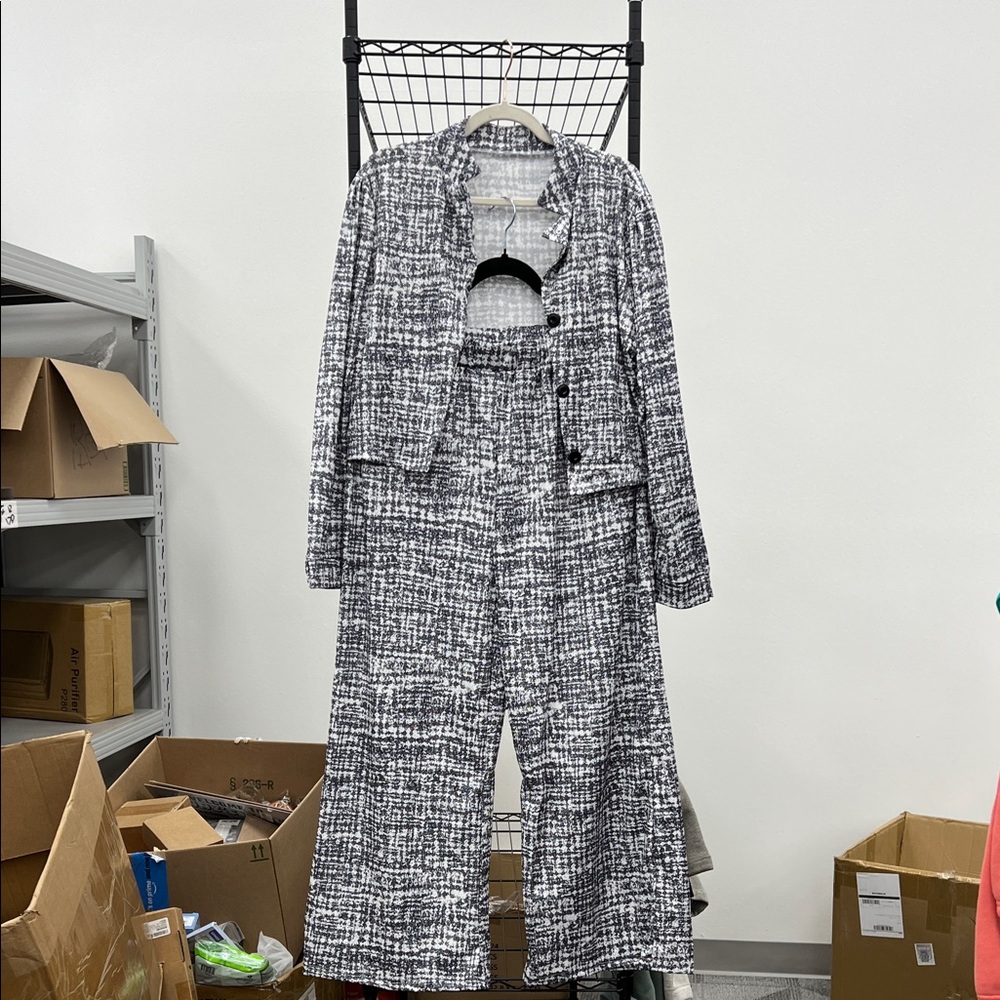 Women's Black and White Jumpsuit